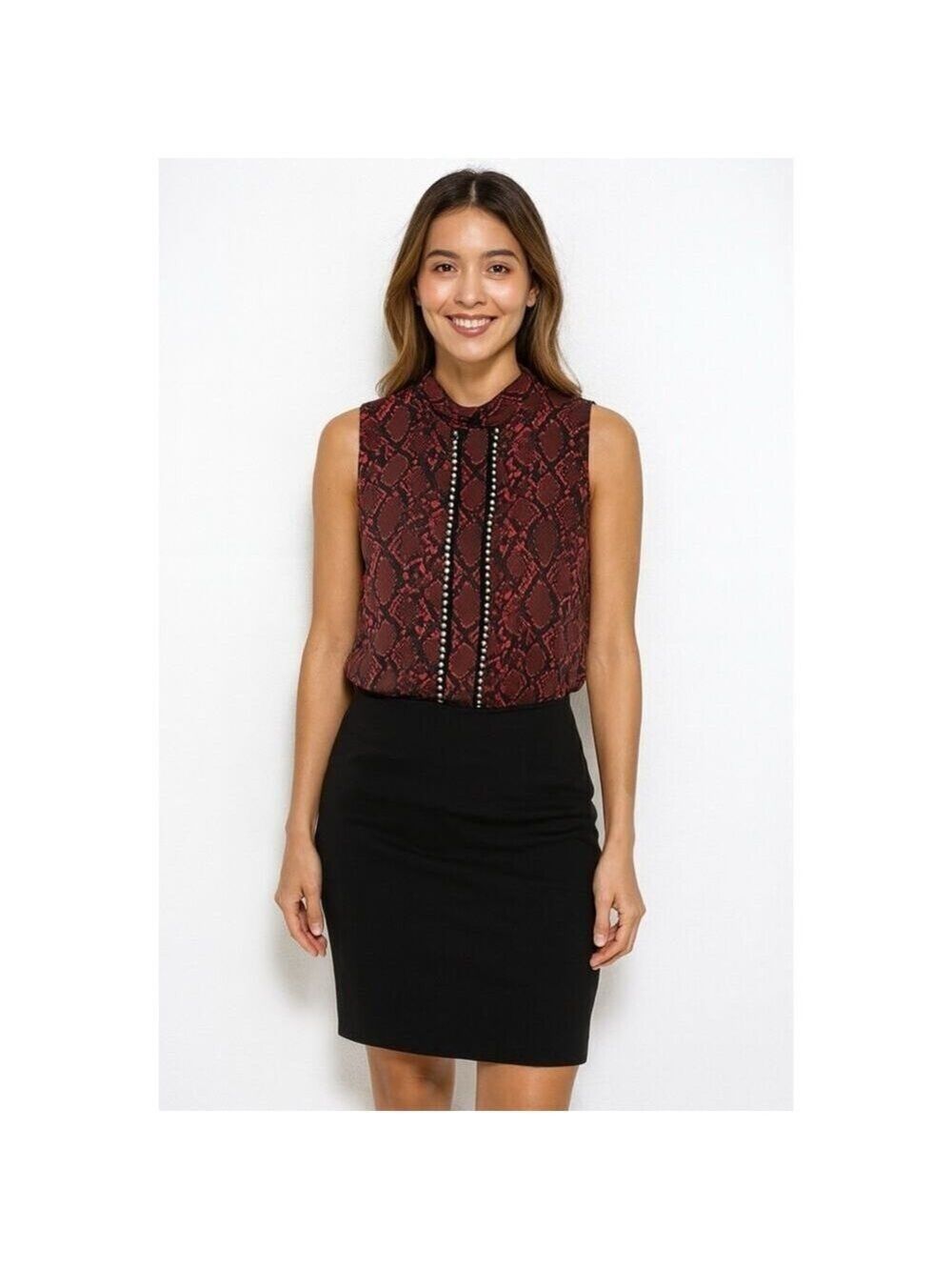 NWT Endless Rose Animal Print Keyhole Back Top Size M